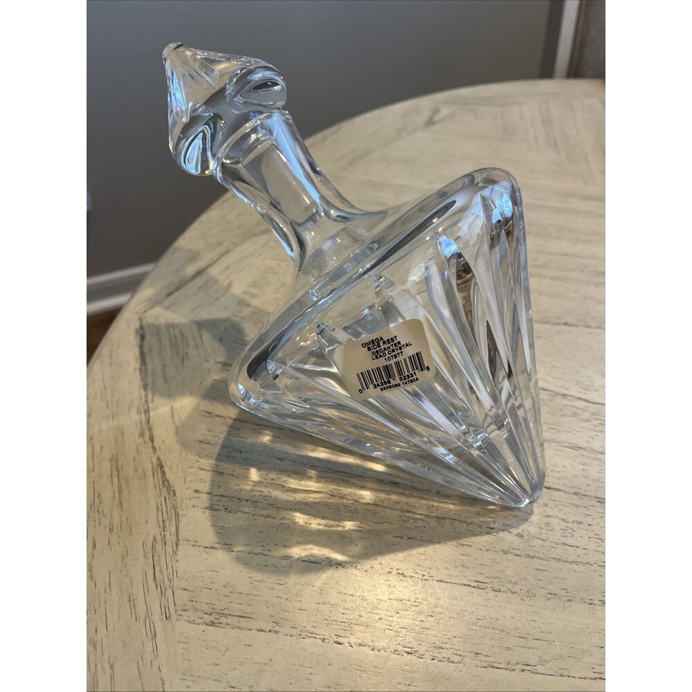 Waterford Marquis Omega Tilted Lead Crystal Decanter with original stopper.